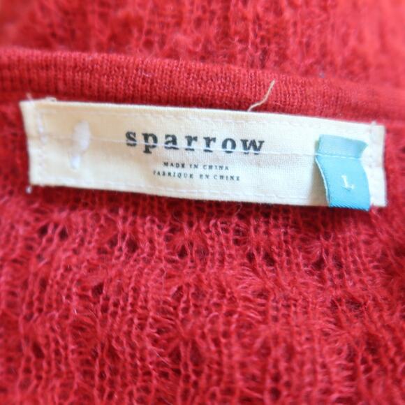 Sparrow by Anthropologie Red Crochet Knit Midi Sweater Dress L - Picture 5 of 6